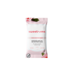 Package of sweetums rose scented wipes on a white background