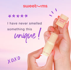 a graphic with a quote from a customer about sweet spot flavored fragrance