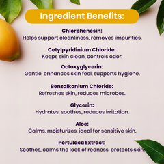 list of ingredients and their benefits for the sweetums daily feminine wipes