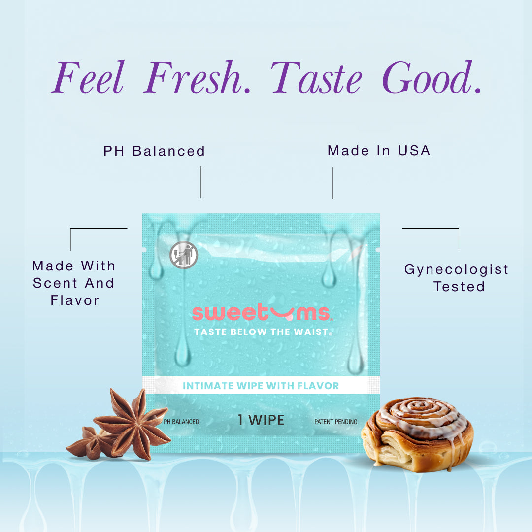 sweet spot cinnamon bun flavored intimate wipes