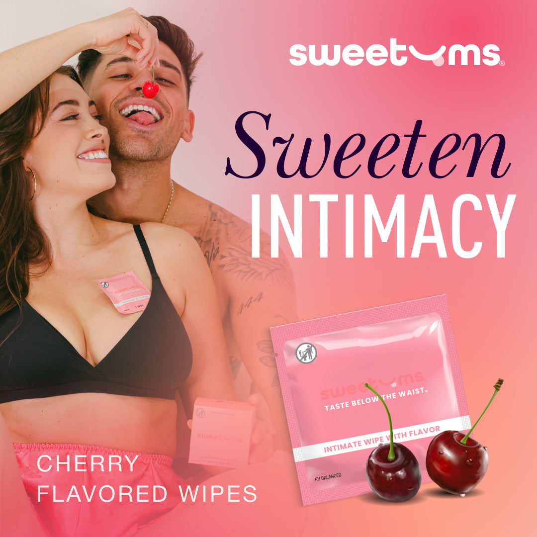 sweeten intimacy with sweetums cherry flavored intimate wipes
