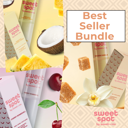 Collage of sweet spot by sweetums product packaging with various flavors and a 'Best Seller Bundle' text.