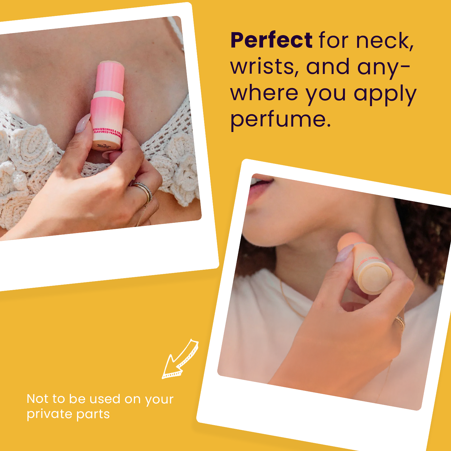 Sweet spot solid stick fragrance infographic on how to apply it and use it