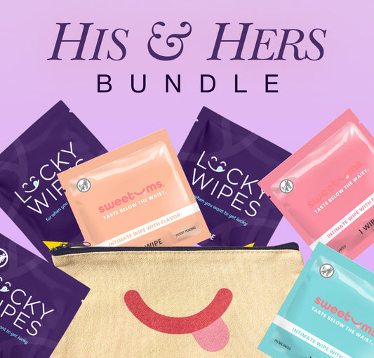 Sweetums and Lucky Wipes His and Hers Bundle comes with intimate wipes for him and her